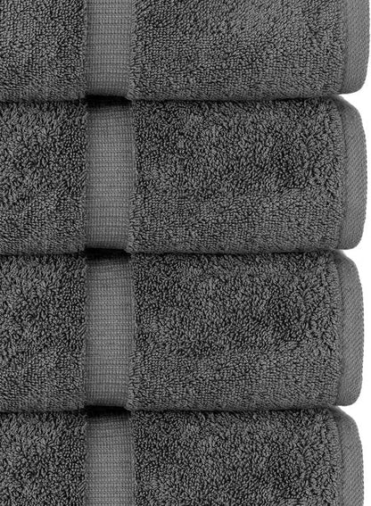 Chakir Turkish Linens - Premium 100% Cotton Bath Towels | Soft & Absorbent 4-Piece Set in Dark Gray
