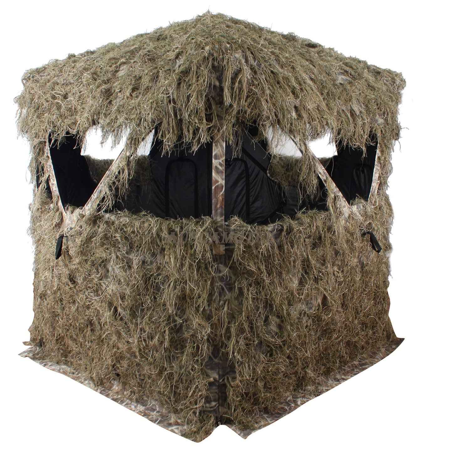 AUSCAMOTEK Scouter Ghillie Ground Blind for 3 Person Deer Hunting with Ghilly Cover