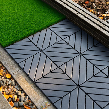 44-Pack Interlocking PP Deck Tiles, 12"x12"x 0.8" Waterproof Flooring, All-Weather Anti-Slip Patio Tiles for Indoor/Outdoor,Poolside, Garden, Balcony, Patio – Easy DIY Installation,Dark Gray C