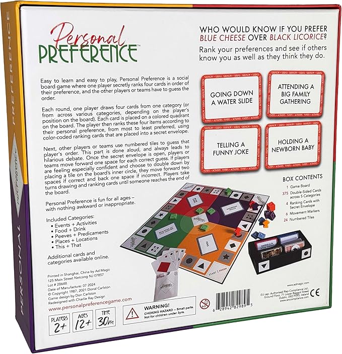 Board Game - The Original Preference Ranking Family Party Game from The 1980s with 750 All New Cards 'How Well Do You Really Know Each Other' 2-12 Players (Updated Edition)