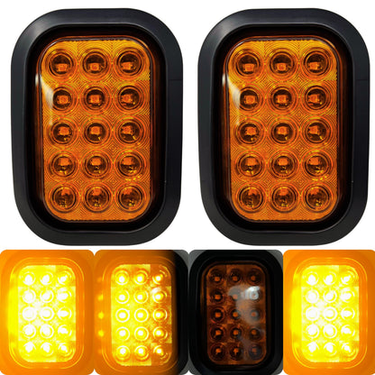 All Star Truck Parts Amber Strobe Signal Light 15 LED 5inx3in Rectangle Model ASTP7415-AF-Q2