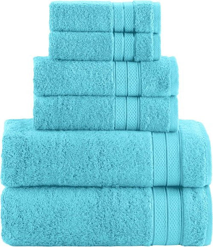 Elegant Comfort 6-Piece Towel Set - Premium Soft 100% Turkish Cotton, Quick-Drying Aqua Towels