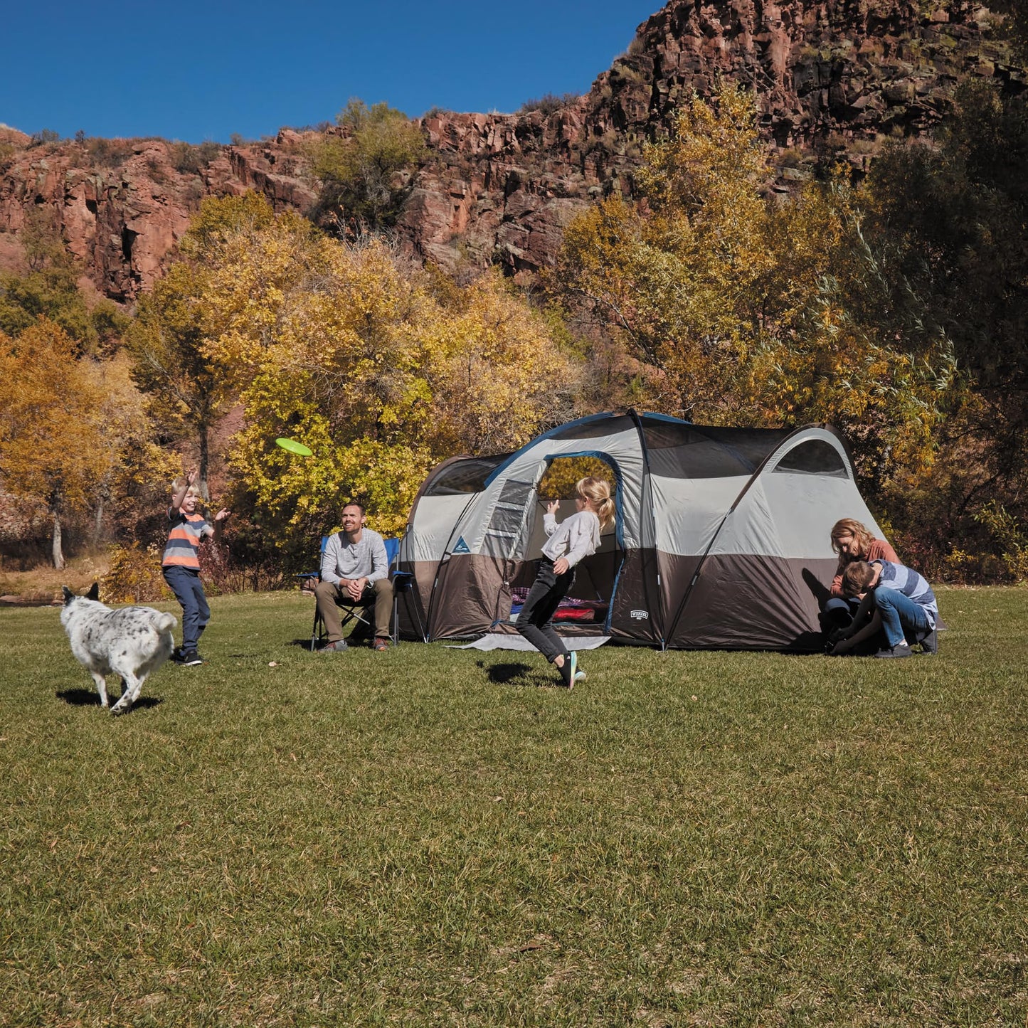 Wenzel Aspen Hills 8P Camp Cabin Tent – Huge 8 Person Car Camping Shelter, Fits 3 Queen Airbeds, 4 Windows, Waterproof Fly, 10 Year Warranty