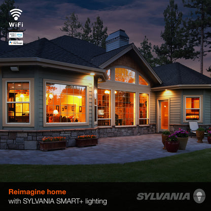 SYLVANIA Wifi LED Smart Light Bulb, 60W Equivalent Full Color and Tunable White A19, Dimmable, Compatible with Alexa and Google Home Only - 4 Pack (75674)