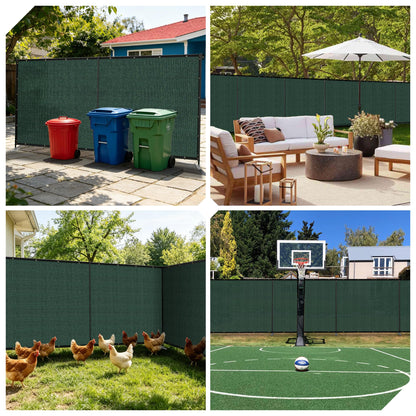 AwnPro 6' x 24' Outdoor Privacy Fence with Iron Poles Ground Spikes Dog Metal Garden Privacy Fence Backyard Patio Yard Barrier Boarder Divider (Green)