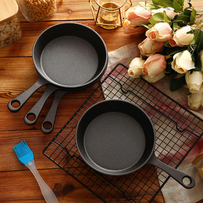 Remerry 40 Sets 4 Inches Cast Iron Skillets Mini Black Iron Nonstick Frying Pan Small Sizzling Plate Egg Pan Cast Pot Bundle with Oil Brush for Indoor and Outdoor Restaurant Kitchen