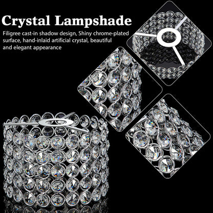 Boao Crystal Lamp Shade Chandelier, Warm White, 7 x 7 x 4.3 Inch, Silver, Model: Boao-Pendant Lights-p1432