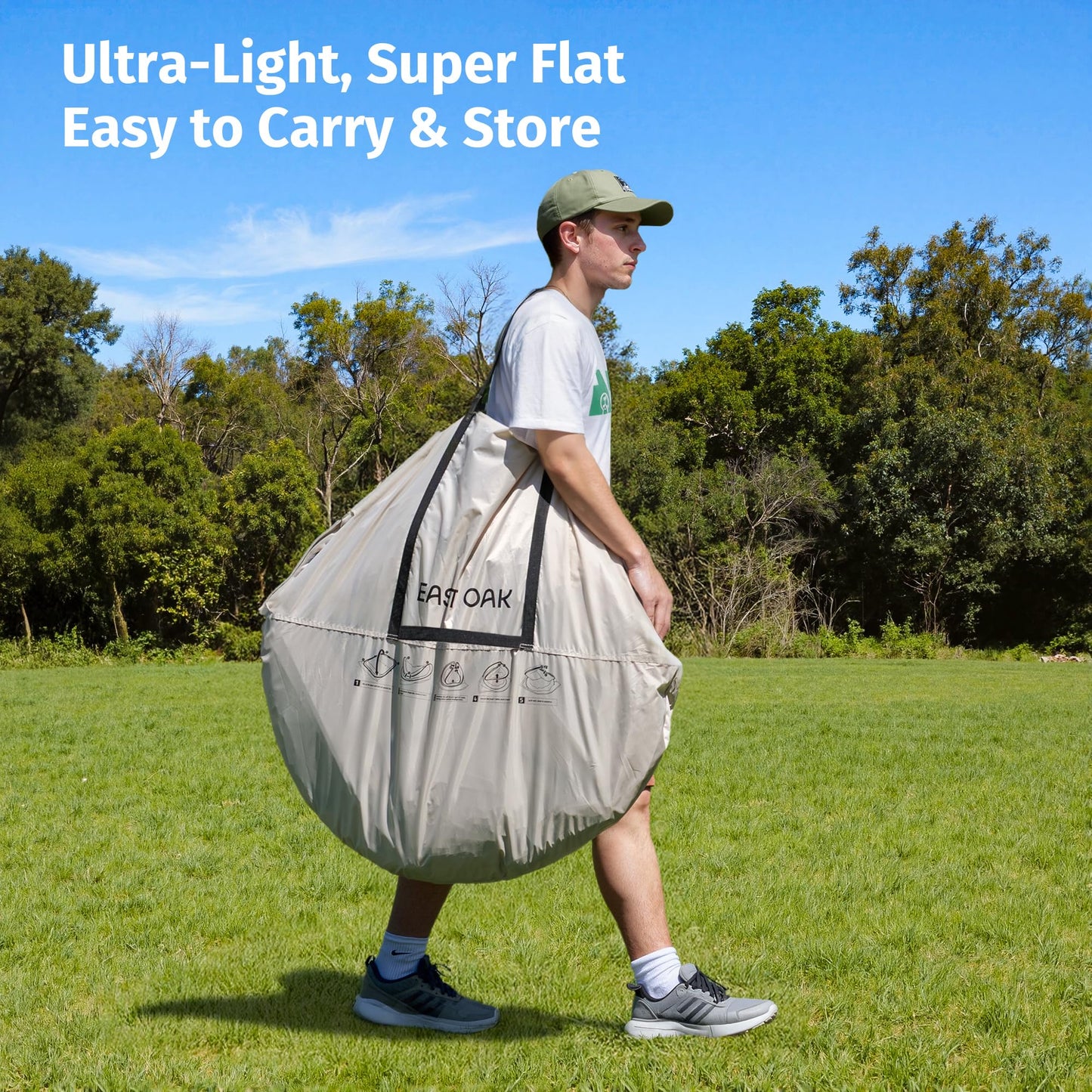 East Oak Weather Sports Tent for Fishing, Sports Event | Pop Up Bubble Tent Instant Sun & Rain Shelter | No Condensation, Spacious Interior, Ultra Visibility | All Weather Protection | 5 x 5 FT