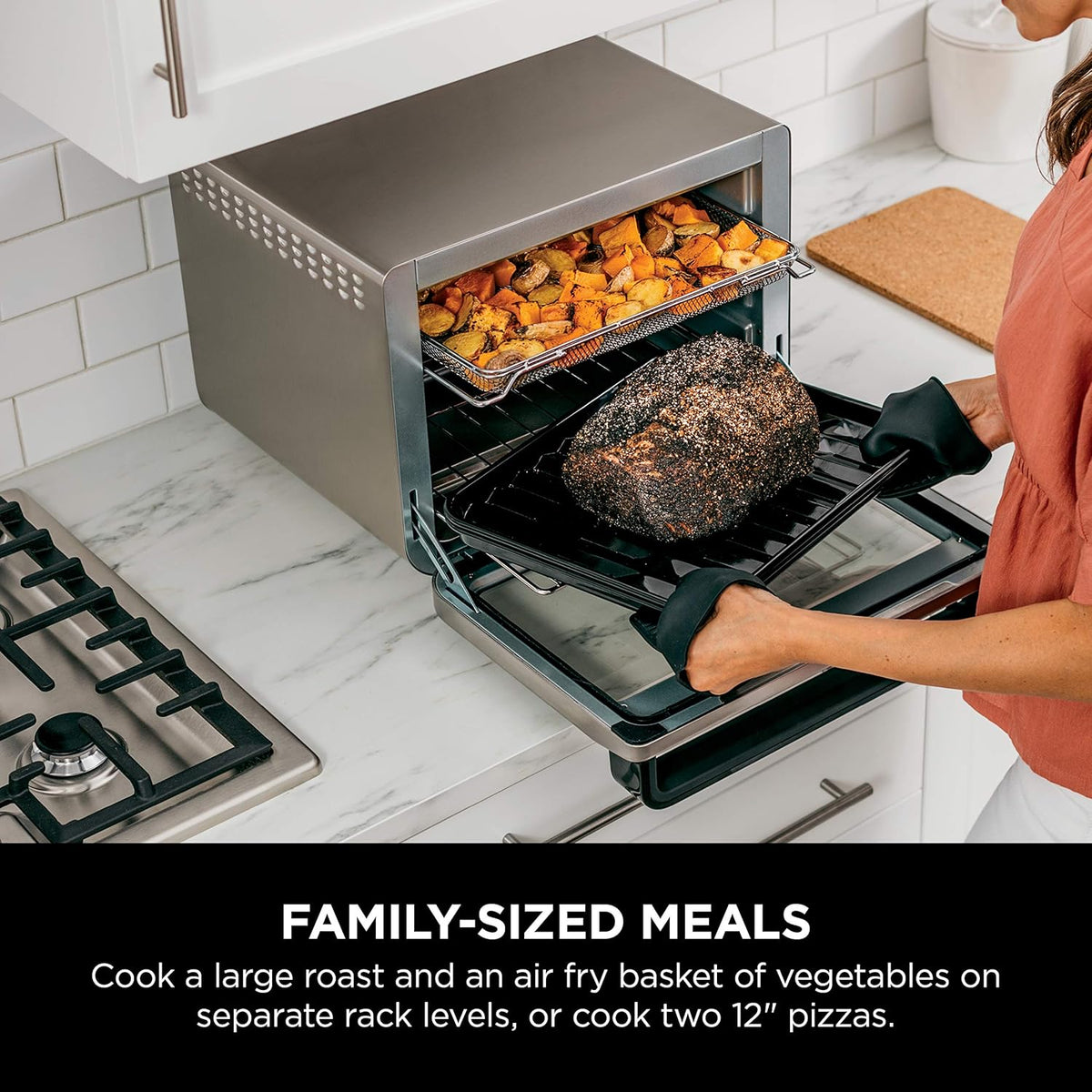 Ninja Air Fryer & Toaster Oven Combo - 10-in-1 Foodi XL Pro | Fits 5-lb Chicken & Sheet Pan | 1800 Watts | Stainless Steel