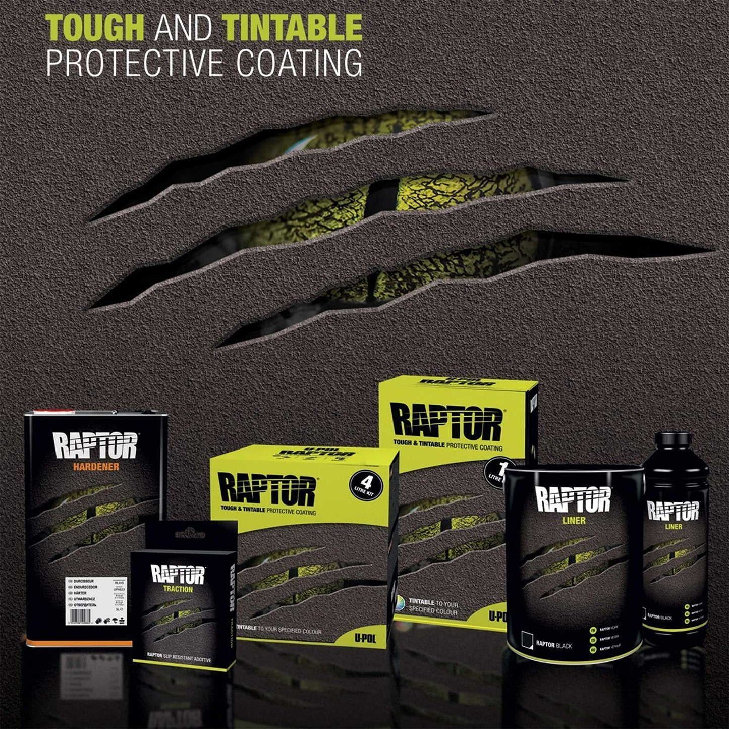 CUSTOM SHOP U-Pol Raptor Black Urethane Spray-On Truck Bed Liner 8 Quart Kit and Custom Coat Spray Gun with Regulator