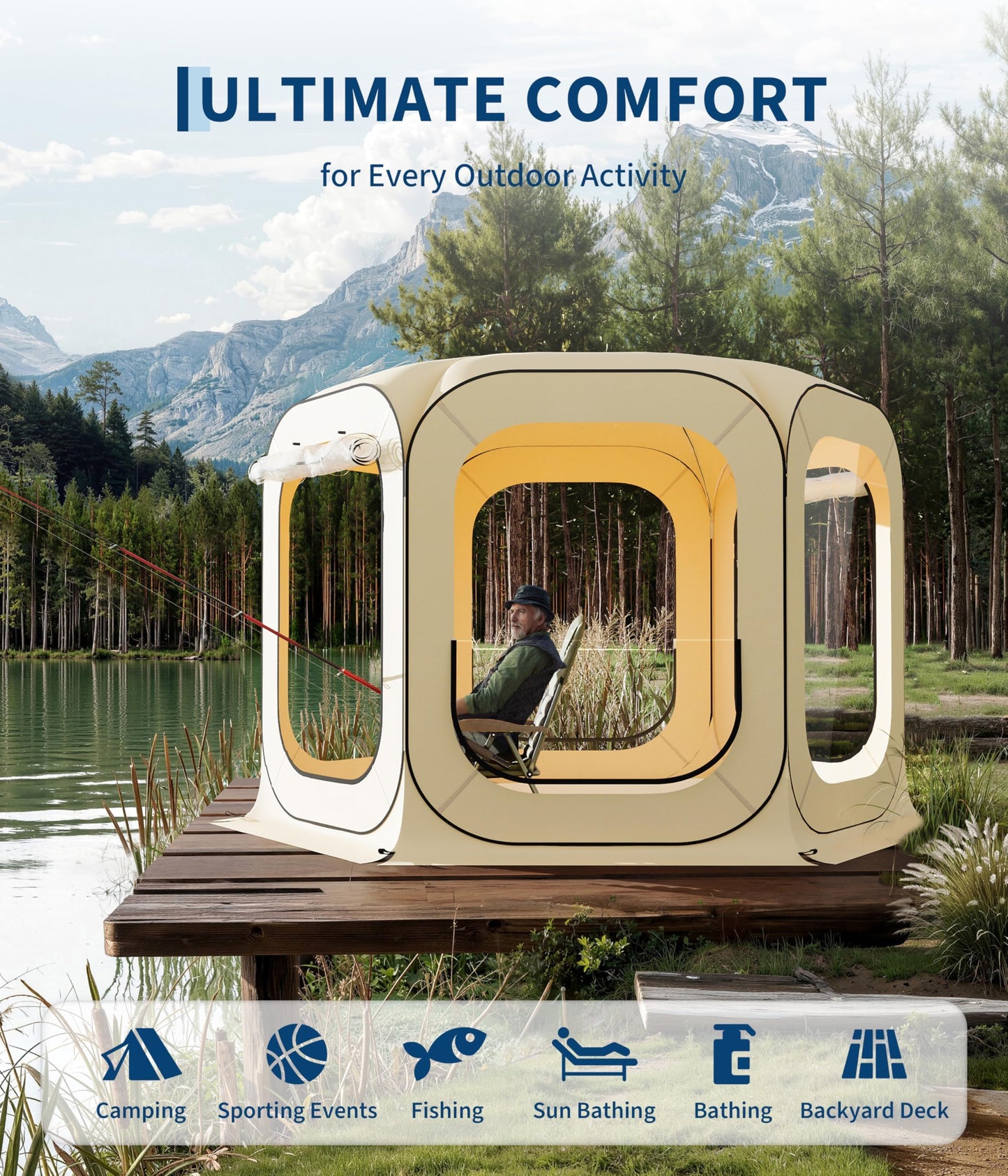 Instant Outdoor Clear Bubble Tent Pop Up Bubble Tent 10-12 Person Portable Screen House Room All Weather Sport Tents Instant Rainproof Camping Sun Shelter Coldproof for Sports Events Patio Fishing