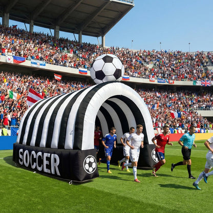 Wellcomer Inflatable Soccer Tunnel Entrance with Built-in Blower, 16x10x13.5FT Inflatable Tunnel Tent for Sports Events, Comercials & Trade Shows, Themed Walkways