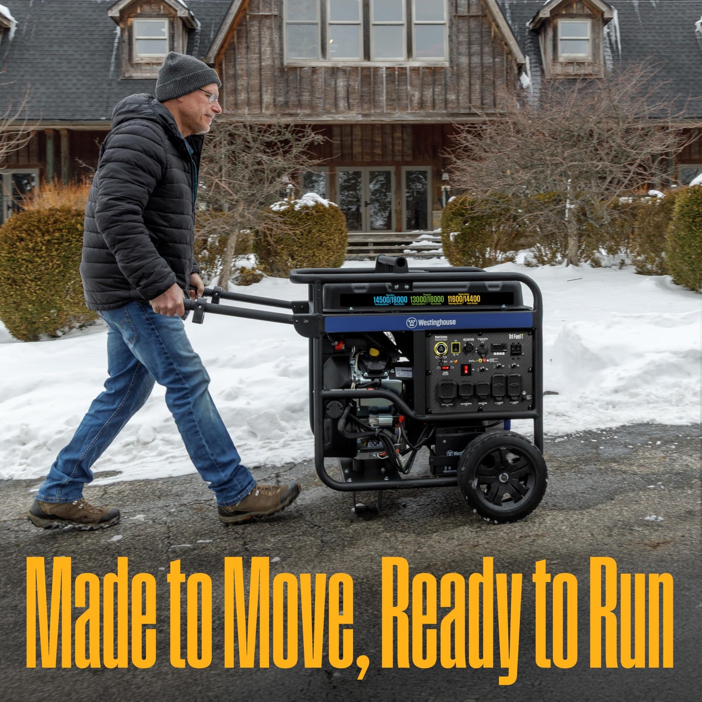 Westinghouse 18000 Peak Watt Tri-Fuel Home Backup Portable Generator, Remote Electric Start, Transfer Switch Ready, Gas, Propane, and Natural Gas Powered, CO Sensor