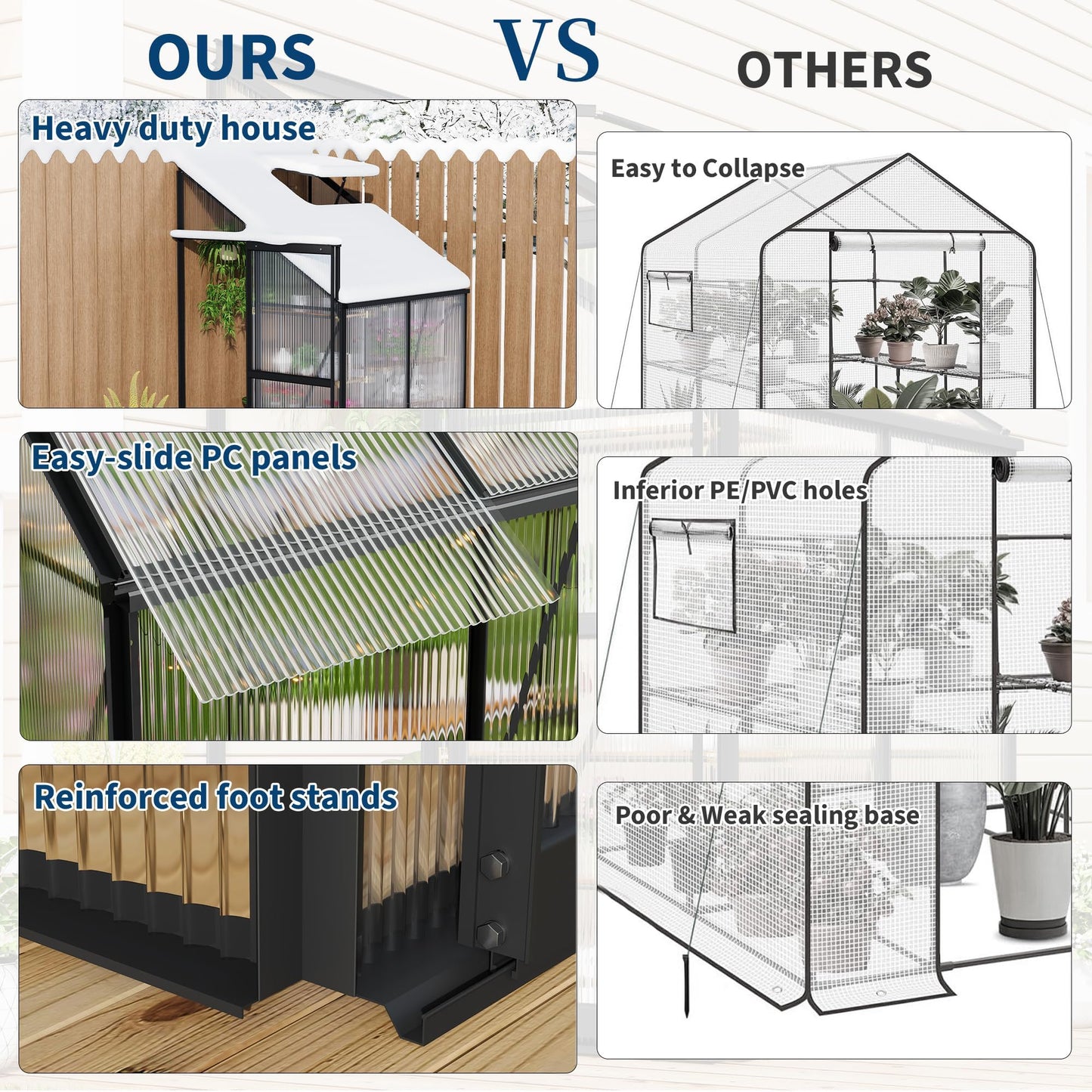 GarveeHome 4x4FT Greenhouse, Small Walk-in Polycarbonate Greenhouse with Adjustable Vent Window, Sliding Door, Portable Green House Kit for Outdoors, Winter