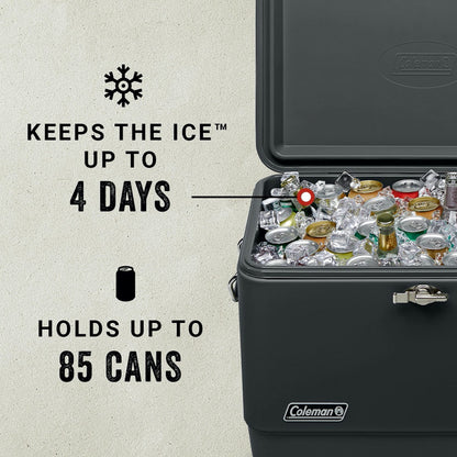 Coleman Reunion Premium Insulated 54qt Steel Belted Cooler Leak-Resistant Heavy-Duty Latch Handles Drain & Bottle Opener Perfect for Camping Tailgating Beach Picnic & More