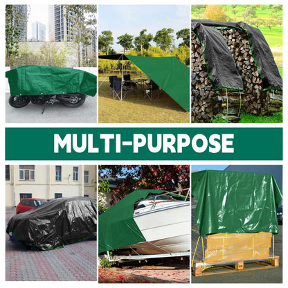 Tarp 30x50 ft Heavy Duty 100% Waterproof 10mil,UV Resistant,Durable Grommets and Reinforced Edges Green/Black Tarp for Camping, Swimming Pools,Car Coverage -by MVPNET
