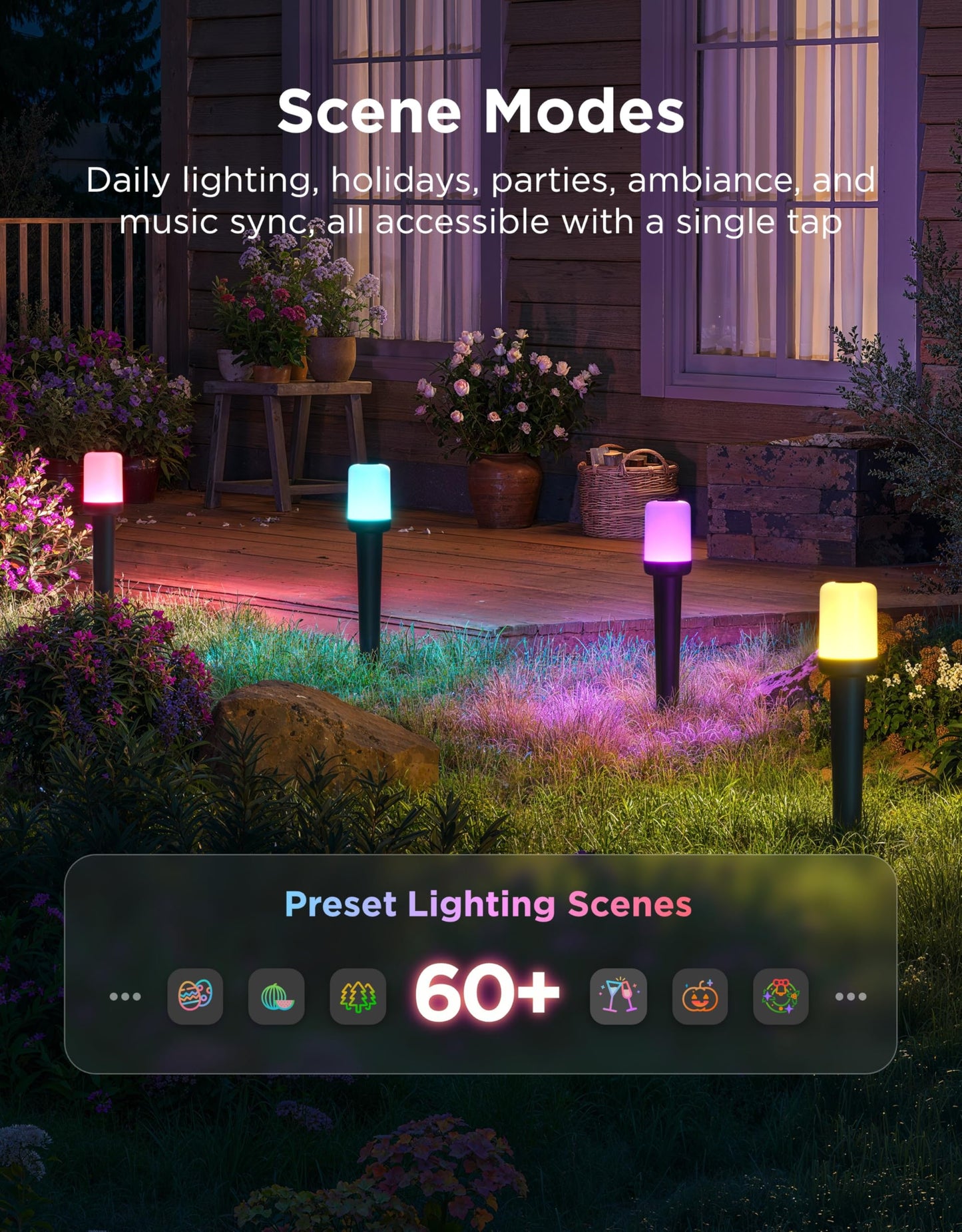 Govee Outdoor Cylinder Pathway Lights 8 Pack, 425lm Patio Lights, IP67 Waterproof, 60+ Preset Scene Modes, Outdoor Decor for Path, Patio, Garden, Lawn, Compatible with Alexa, Google Assistant, Matter