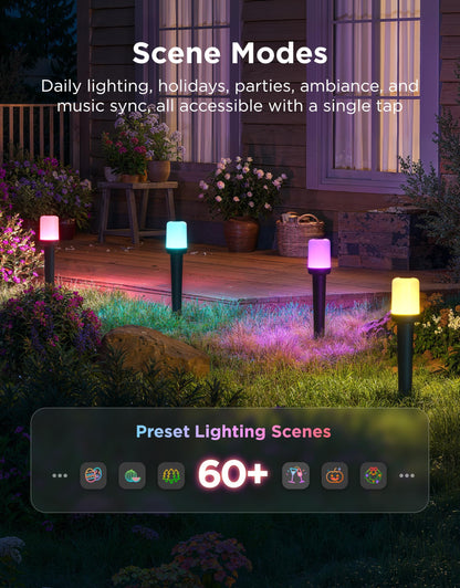 Govee Outdoor Cylinder Pathway Lights 8 Pack, 425lm Patio Lights, IP67 Waterproof, 60+ Preset Scene Modes, Outdoor Decor for Path, Patio, Garden, Lawn, Compatible with Alexa, Google Assistant, Matter
