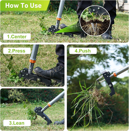 Stand Up Weed Puller Tool by [Brand Name] - 4-Claw Steel Head, 39"-46" Adjustable Handle for Easy Dandelion Removal