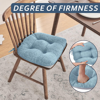 Basic Beyond Chair Cushions for Dining Chairs 4 Pack, Chair Cushion with Ties and Non Slip Backing, 15.5 x 15.5 inches Tufted Chair Pads for Dining Chairs(Baby Blue)
