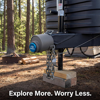 FORGEDX Trailer Lock Heavy Duty Anti Theft, Fits 2 5/16-Inch Couplers, Secures Safety Chains, for Trailers, RVs, and Boats, Stainless Shield Pro,Blue