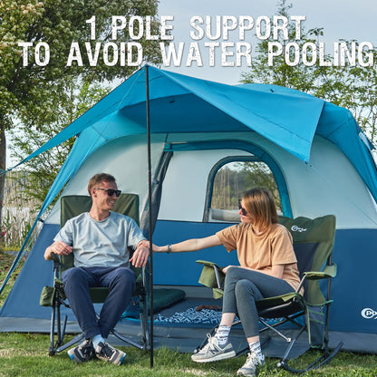 Portal 6 Person Cabin Tent for Camping with Porch, Family Waterproof Camping Tent with Rainfly and Carry Bag, 76" Tall Outdoor Tents for Camping