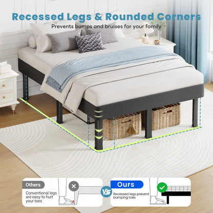 NKZ Box Spring Full Size, 14 inch All-in-One Box Spring with 9 Legs for Full Bed, 4000lbs Heavy Duty Metal Mattress Foundation with Fabric Cover, Noise Free, Easy Assembly, Black