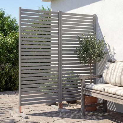 JONATHAN Y Solana Solid Acacia Wood Slat Outdoor Privacy Screen, 36" x 74" Freestanding Single Panel Room Divider, Weather-Resistant Wood Fence for Patio, Garden or Balcony, Gray Wash DVR2000B
