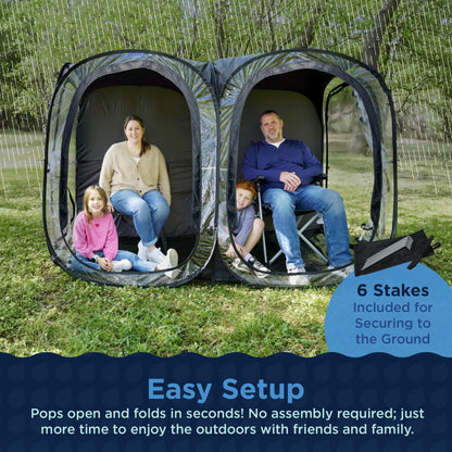 WeatherPod® Side-by-Side™ 2-4 Person Pop-Up Sports Tent Pod - The Original Shark Tank Instant Setup All-Weather Pod Shelter for Outdoor Sports, Rain, Wind & Cold
