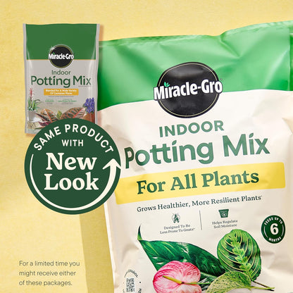 Miracle-Gro Indoor Potting Mix - Nutrient-Rich Blend for Houseplants | 6 Qt. | 2-Pack