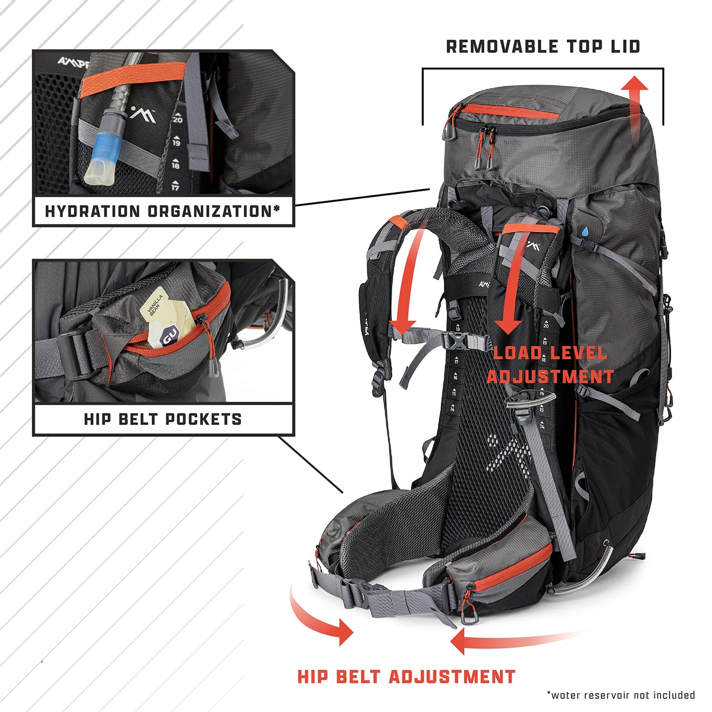 AMPEX Hiking Backpack | Camping Essentials Lightweight Backpack for Men & Women, Travel Bag for Backpacking, Camping, Hunting and More (50 Liter)