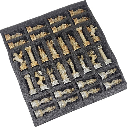 Greek Mythology Olympus Gods Zeus vs Poseidon Set of Chess Men Pieces Antique White - NO Board