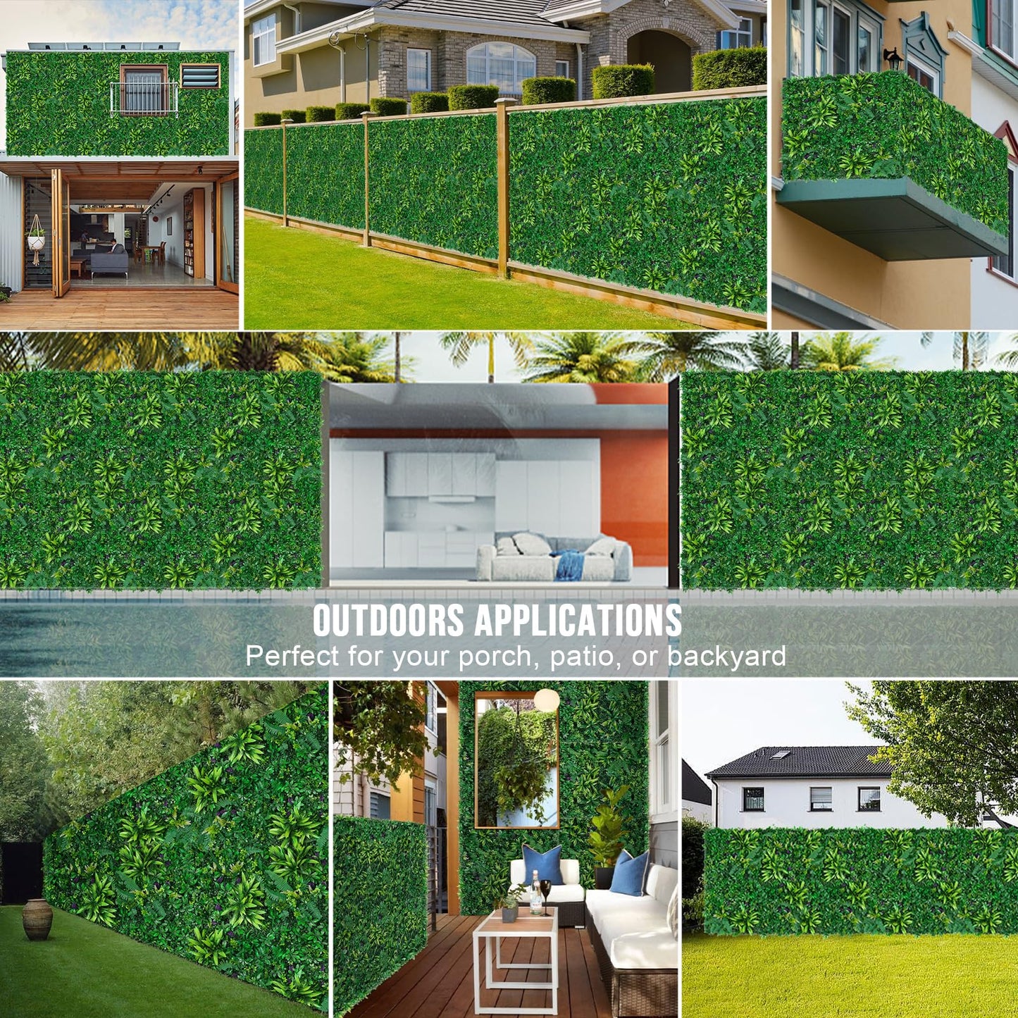 Grooy Artificial Boxwood Panels, 12pcs Grass Wall Panels 20"x20"(33.33sq.ft), Privacy Hedge Fence Screen with UV Protection, Fake Greenery Backdrop for Indoor Wedding and Outdoor Garden Backyard