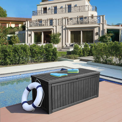YITAHOME 180 Gallon Large Outdoor Storage XL Deck Box w/Divider for Patio Furniture,Outdoor Cushions, Garden Tools, Sports Equipment and Pool Supplies, Waterproof, Resin, Lockable, Black