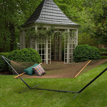 Original Pawleys Island Large Antique Brown DuraCord Rope Hammock – 13 ft. x 55 in., 2-Person, 450 lb Capacity, Oak Spreader Bar, Zinc-Plated Hardware, Handcrafted in the USA