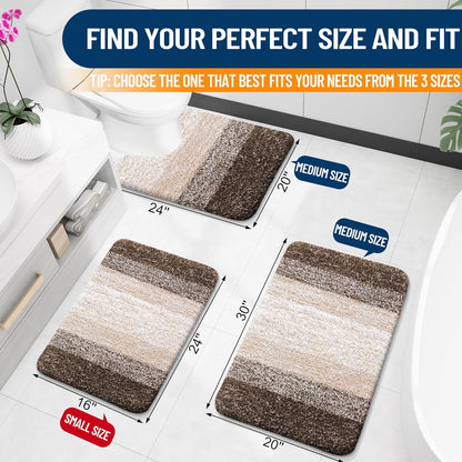 OLANLY Bathroom Runner Rug - Extra Soft Microfiber Mat with Rubber Backing | 47x17, Quick Dry, Light Brown