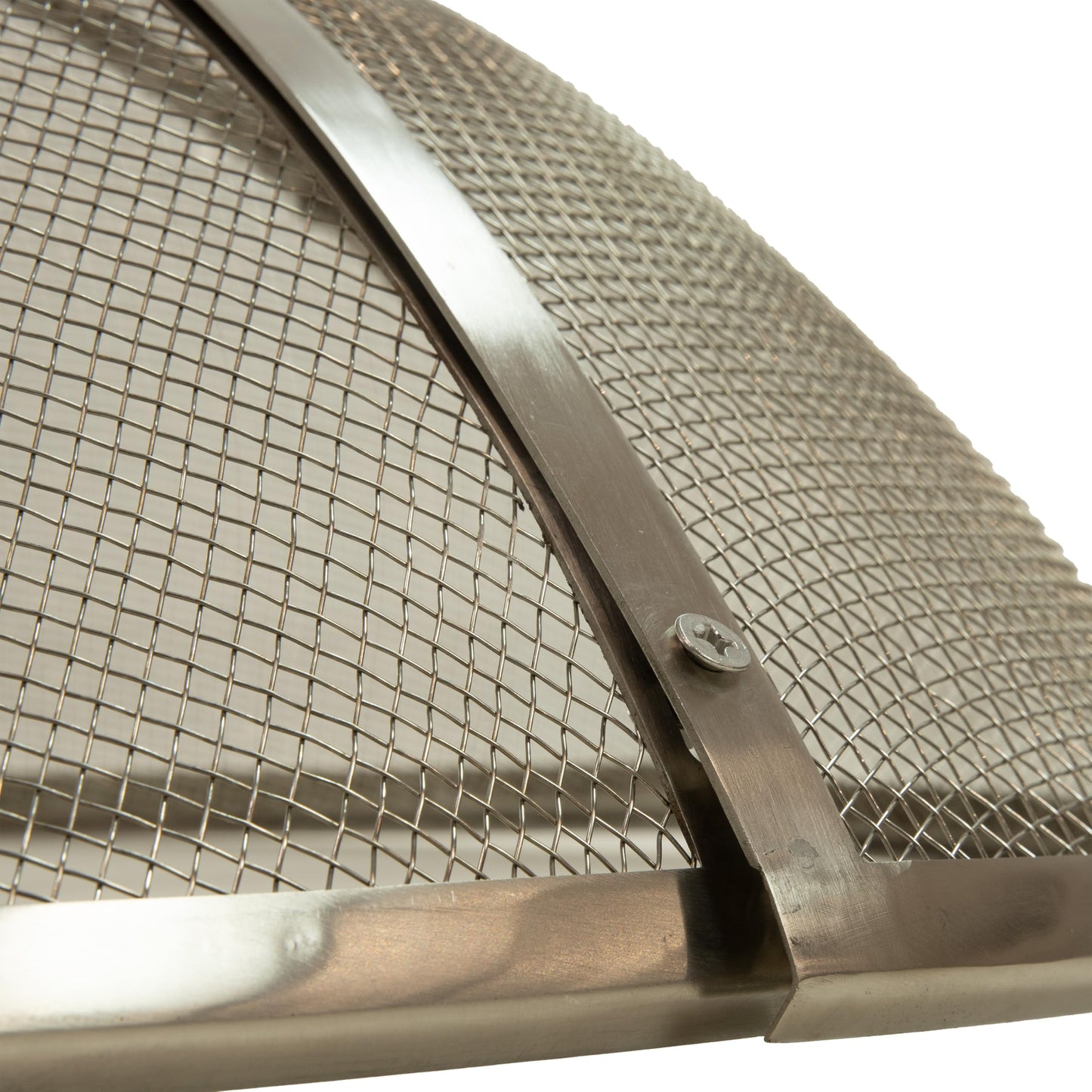 Sunnydaze Round Stainless Steel Spark Screen - Rust-Resistant Heavy-Duty Metal Fire Pit Spark Screen with Handle - 30" Diameter