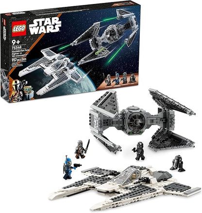 LEGO Star Wars Mandalorian Fang Fighter vs. TIE Interceptor 75348 Building Toy Set Perfect Star Wars Gift for Fans Aged 9 and Up with 3 Characters Including The Mandalorian