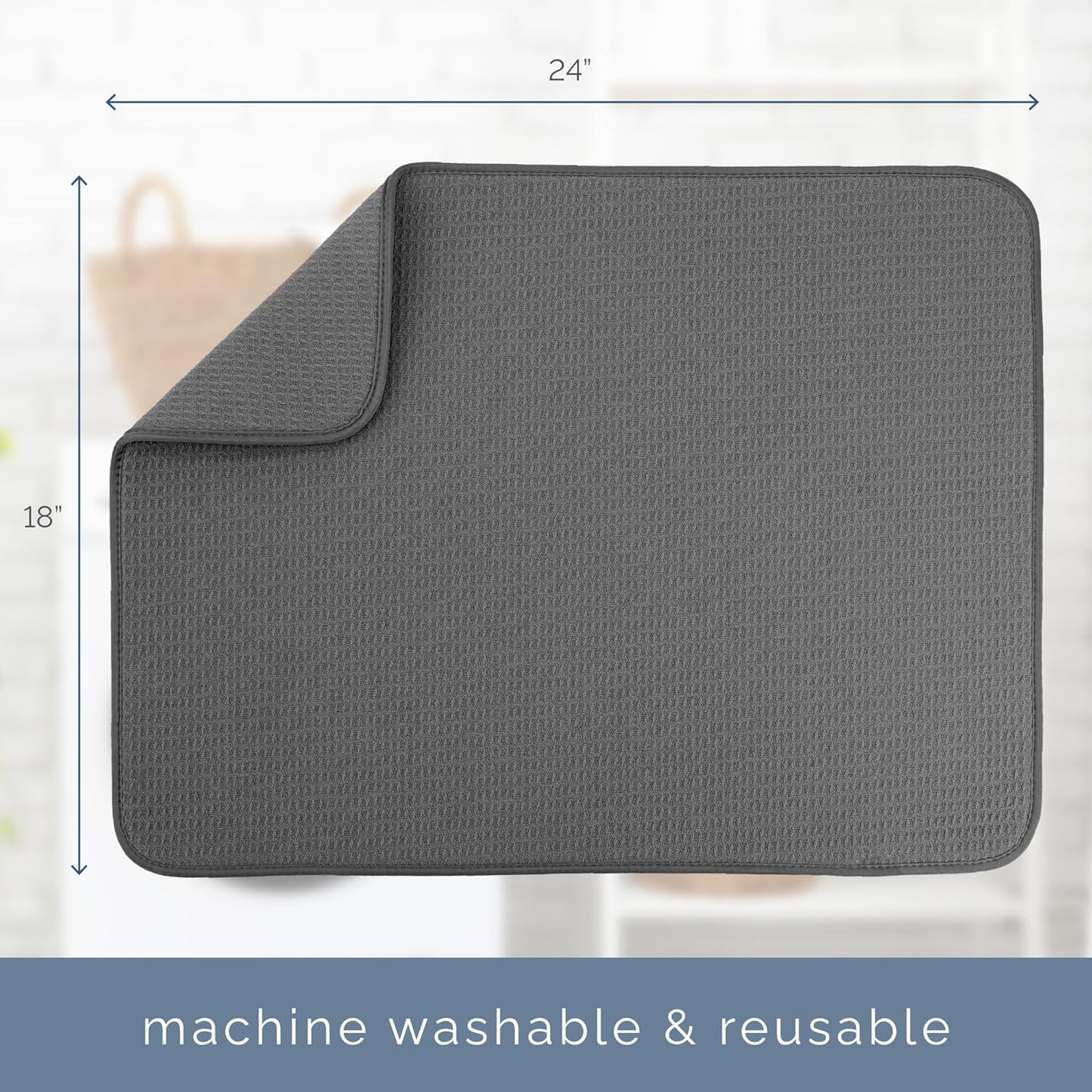 S&T INC. XL Dish Drying Mat - Absorbent Microfiber Kitchen Counter Pad | 18” x 24”, Charcoal