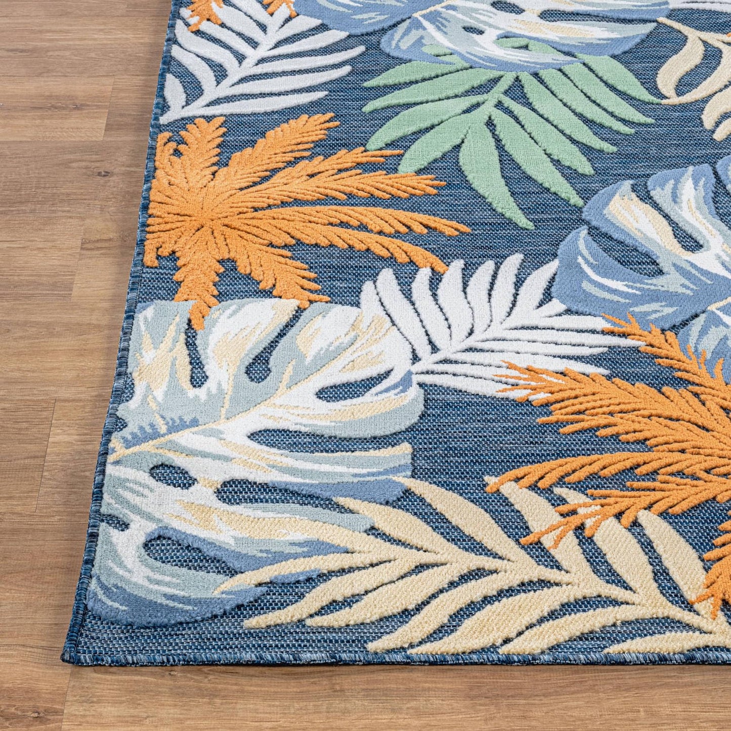 Luul Home Floral Indoor Outdoor Rugs 8x10 Large Area Rug for Living Room, Patio Decor, Kitchen, and Entryway Rug, Washable Stain Resistant Outside Carpet Midnight 8 x 10