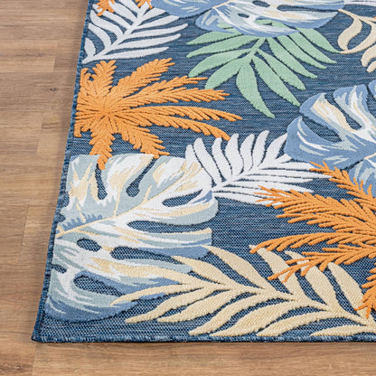 Luul Home Floral Indoor Outdoor Rugs 8x10 Large Area Rug for Living Room, Patio Decor, Kitchen, and Entryway Rug, Washable Stain Resistant Outside Carpet Midnight 8 x 10