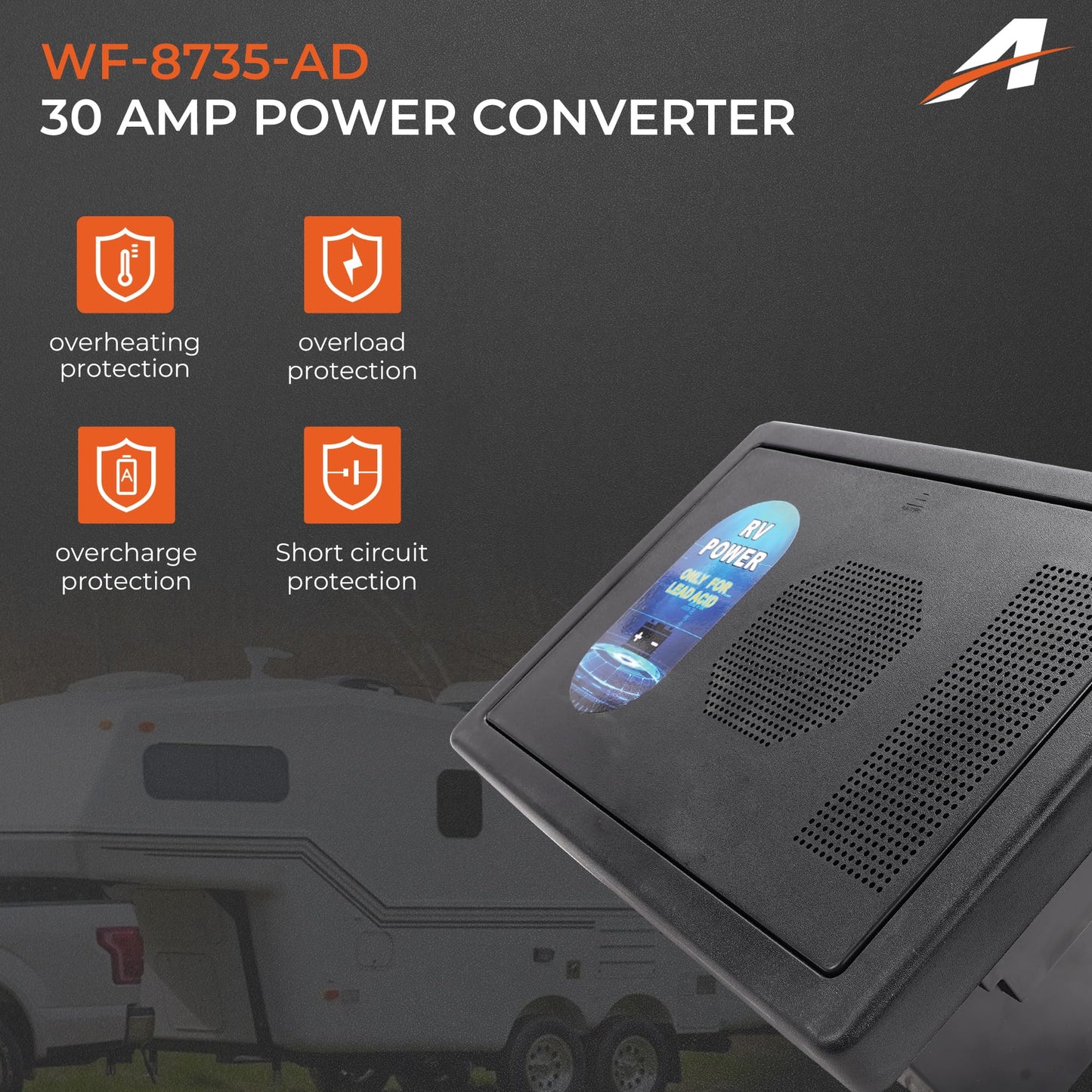 A-Outsanding WF-8735-AD RV Converter Charger 30 Amp Power Center Support Auto Detect,35 Amp DC Output Compatible with RV Camper Caravans Travel Trailer Replace# WF-8735-P