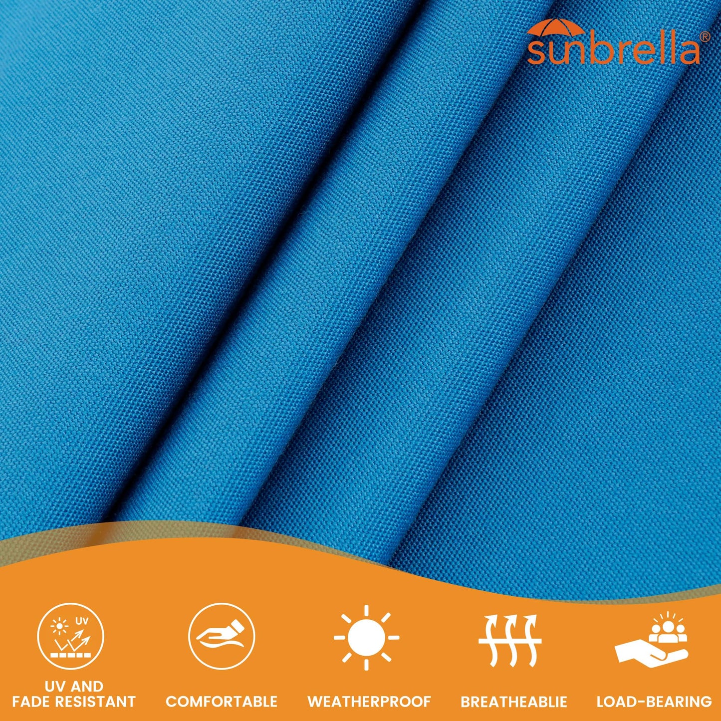 Lazy Daze Hammocks 12 FT Sunbrella Fabric Hammock non-fading with Spreader Bars and Free Pillow Fits for 2 Persons, All Weather and Fade Resistant for Patio Yard, 450 lbs Capacity, Canvas Pacific Blue