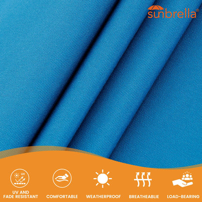 Lazy Daze Hammocks 12 FT Sunbrella Fabric Hammock non-fading with Spreader Bars and Free Pillow Fits for 2 Persons, All Weather and Fade Resistant for Patio Yard, 450 lbs Capacity, Canvas Pacific Blue