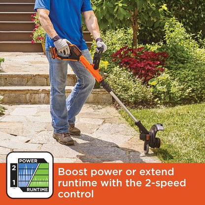 BLACK+DECKER 20V MAX Cordless String Trimmer & Edger - 12-Inch, 2-Speed Control, 2 Batteries & Charger Included