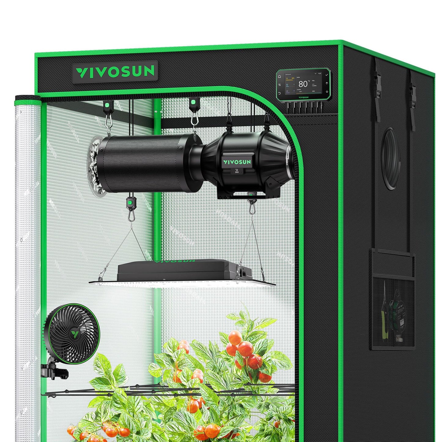 VIVOSUN Smart Pro Grow Tent Kit 2.7 × 2.7ft 2-Plant Kit, WiFi-Integrated Automatic Control with GrowHub E42A+, Tunable Spectrum LED Grow Light 150W, 360° Ventilation & Circulation Control System