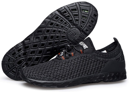 DOUSSPRT Men's Water Shoes Quick Drying Sports Aqua Shoes AllBlack Size 7