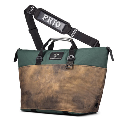 Frio Original Softside Cooler, The Frio Original Softside is Super Lightweight, Holds Ice up to 48 Hours - Zipper Opening that is Easy to Use! Ice Chest Rustic Leather (M) - 18 Can Capacity