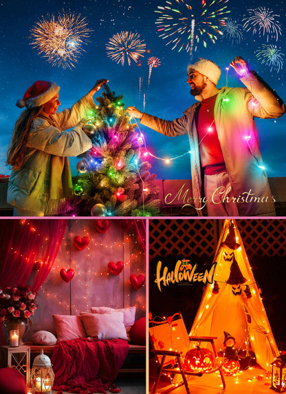 Minetom Color Changing String Lights - 66FT, 200 LED, 12 Lighting Modes, Remote Control, Twinkle Fairy Lights for Indoor Use