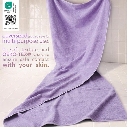 Cotton Paradise 100% Cotton Oversized Bath Sheet - Extra Large Turkish Towel, Lilac 40x80 Inches